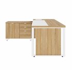 Mesa Executiva Com Armário Lateral E Caixa De Tomadas 3 Gavet