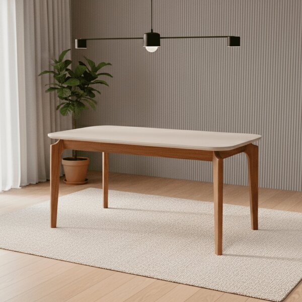 Mesa Ficus 77cm X 80cm X 160cm Tampo Em Mdf Madeira/off White