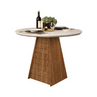 Mesa Fler Redondo 4 Lugares Tampo De Madeira Chanfrado Com Vi