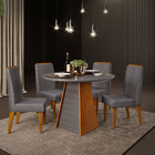 Mesa Fler Redondo 4 Lugares Tampo De Madeira Chanfrado Com Vi