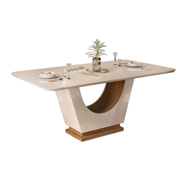 Mesa Flora Retangular 6 Lugares Tampo Chanfrado Curvo Com Vid