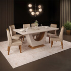 Mesa Flora Retangular 6 Lugares Tampo Chanfrado Curvo Com Vid