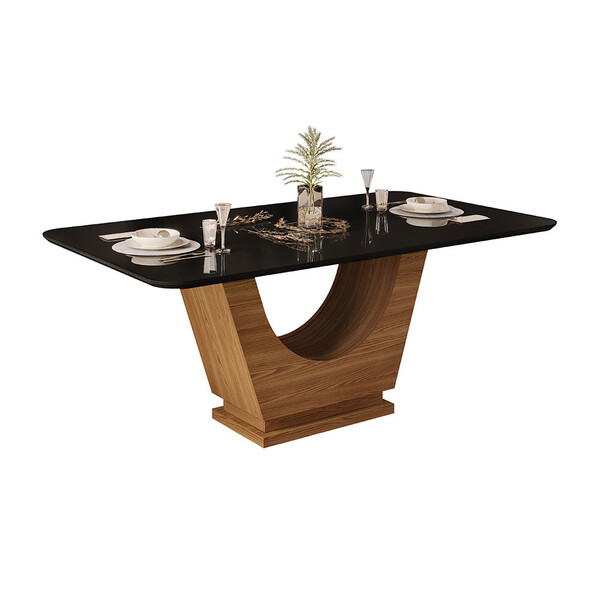 Mesa Flora Retangular 6 Lugares Tampo Chanfrado Curvo Com Vid