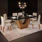 Mesa Flora Retangular 6 Lugares Tampo Chanfrado Curvo Com Vid