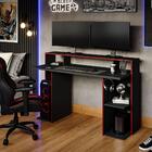 Mesa Gamer 1 Gaveta Permobili Chumbo/vermelho