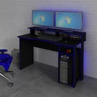 Mesa Gamer 89,5X136X60cm Madeira Preto e Azul TecnoMobili