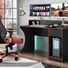 Mesa Gamer Com 01 Gaveta Ninja Preto Fosco/vermelho Mobler Mó