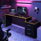 Mesa Gamer Com 3 Gavetas Basileios Preto Amarelo
