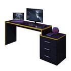 Mesa Gamer Com 3 Gavetas Basileios Preto Amarelo