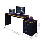 Mesa Gamer Com 3 Gavetas Basileios Preto Amarelo