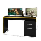 Mesa Gamer Com Gaveteiro Versátil Gales Preto Amarelo