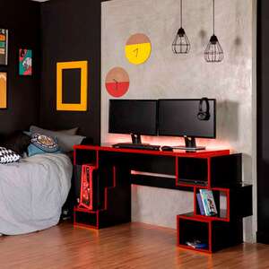 Mesa Gamer Com Led Blocks Preta E Vermelha | Leroy Merlin