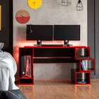 Mesa Gamer Com Led Blocks Preta E Vermelha