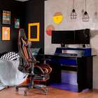 Mesa Gamer Com Led Vision Preta E Azul
