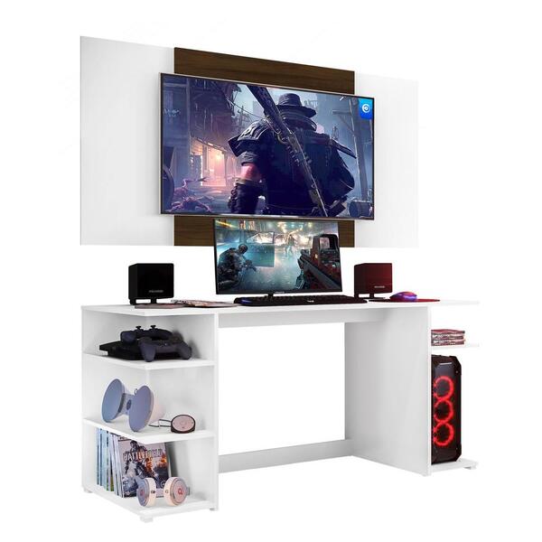 Mesa Gamer Com Painel E Suporte Tv 55" Guilda Multimóveis V35