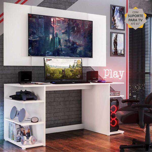 Mesa Gamer Com Painel E Suporte Tv 65" Guilda Multimóveis Bra