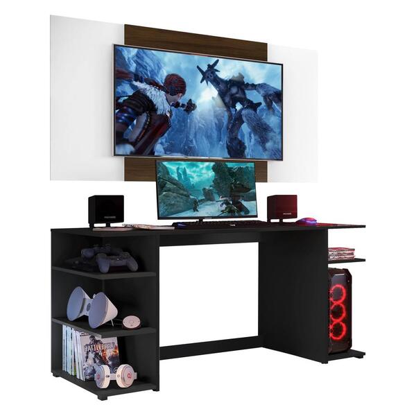 Mesa Gamer Com Painel E Suporte Tv 65" Guilda Multimóveis V35