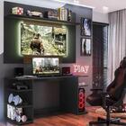 Mesa Gamer Com Painel Tv 55" E Prateleira Guilda Plus Multimó