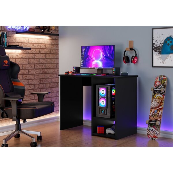 Mesa Gamer Com Prateleira Elevada Para Cpu Px 90cm Preto Preto