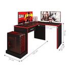 Mesa Gamer De Canto Com Gaveta Wayra Preto Vermelho