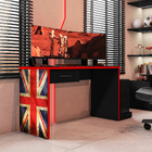 Mesa Gamer Drx 9000 Bandeira Uk Multiuso Com 3 Gavetas - Pret