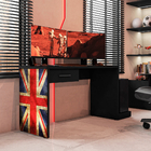 Mesa Gamer Drx 9000 Bandeira Uk Multiuso Com 3 Gavetas - Preto