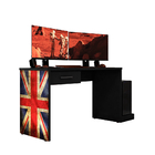 Mesa Gamer Drx 9000 Bandeira Uk Multiuso Com 3 Gavetas - Preto