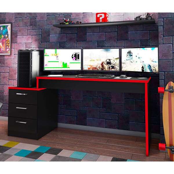 Mesa Gamer Drx Turbo 3 Gv Preta E Vermelha
