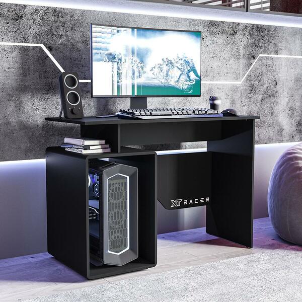 Mesa Gamer E Escritório Xt Racer Art Politorno Preto/branco