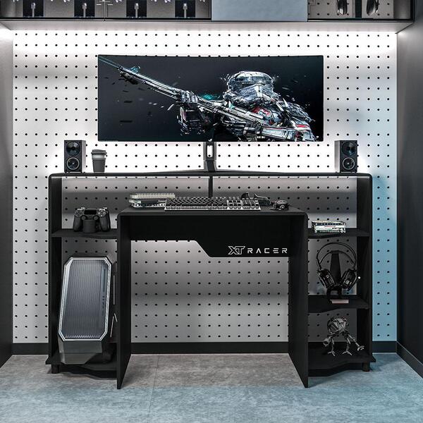 Mesa Gamer E Escritóro Xt Racer Control Politorno Preto/branco