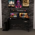 Mesa Gamer Escrivaninha 1 Gaveta 140cm Preto Preto