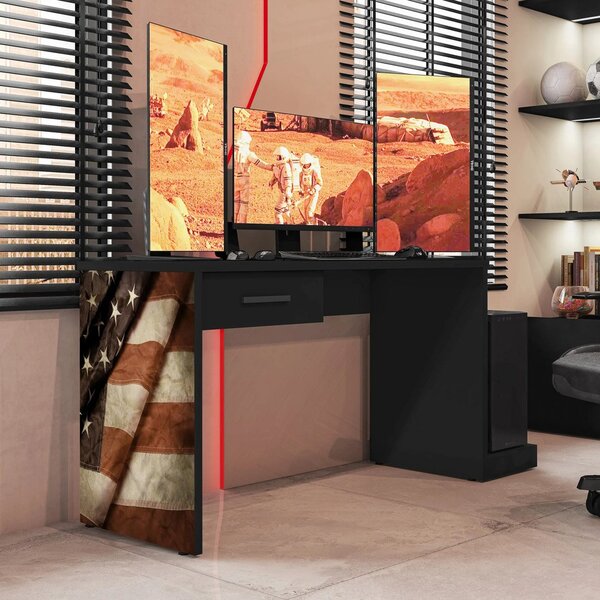 Mesa Gamer Escrivaninha 1 Gaveta Drx 9000 Móveis Leão Preto