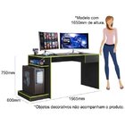 Mesa Gamer Escrivaninha 1 Gaveta Rubi Belaflex Preto Fosco/ve