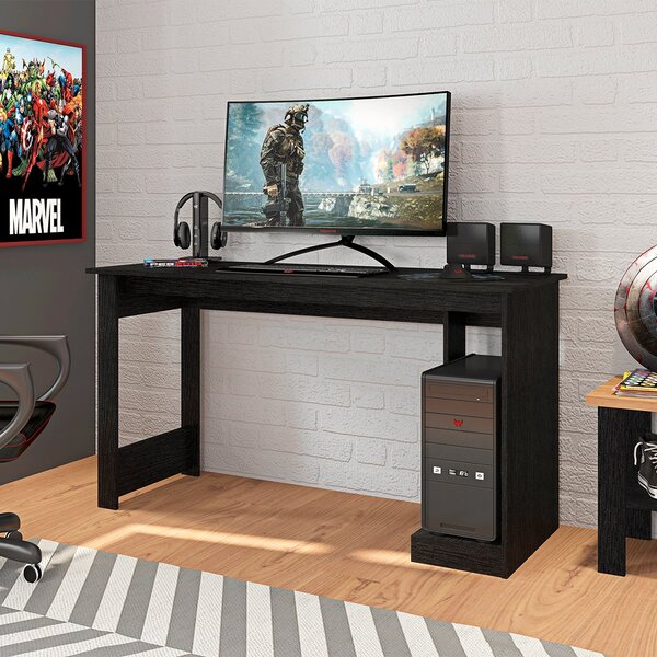 Mesa Gamer Escrivaninha Com Apoio Para Cpu 136cm Preto Preto