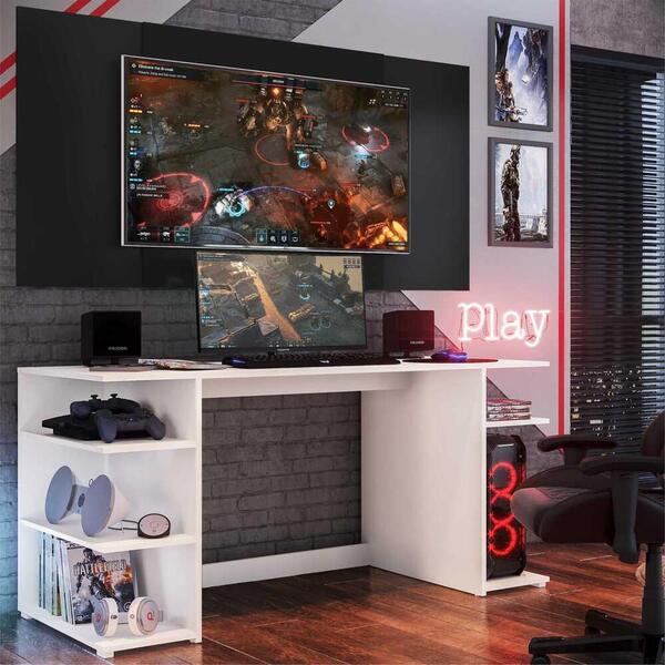Mesa Gamer Escrivaninha Com Painel Tv 65" Guilda Multimóveis
