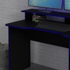 Mesa Gamer Escrivaninha Com Porta Cpu 136cm Preto E Azul Pret