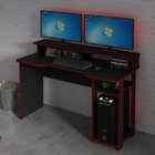 Mesa Gamer Escrivaninha Com Porta Cpu 136cm Preto E Vermelho