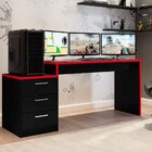 Mesa Gamer Escrivaninha Drx5000 3 Gavetas 178cm Preto Preto