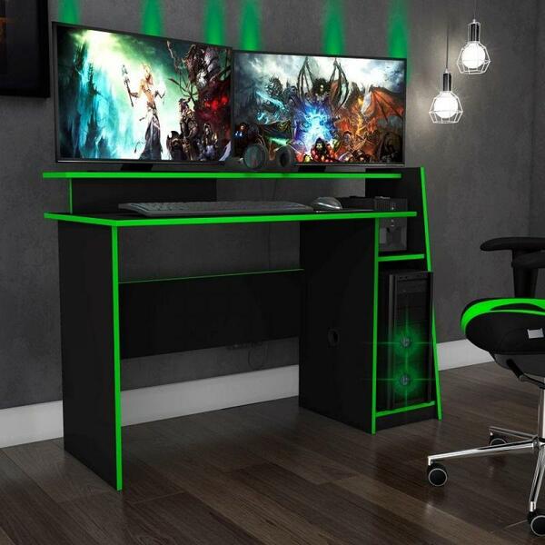 Mesa Gamer Escrivaninha Evolution Preto E Verde