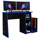 Mesa Gamer Escrivaninha Racer Preto Com Azul - Rede Móveis
