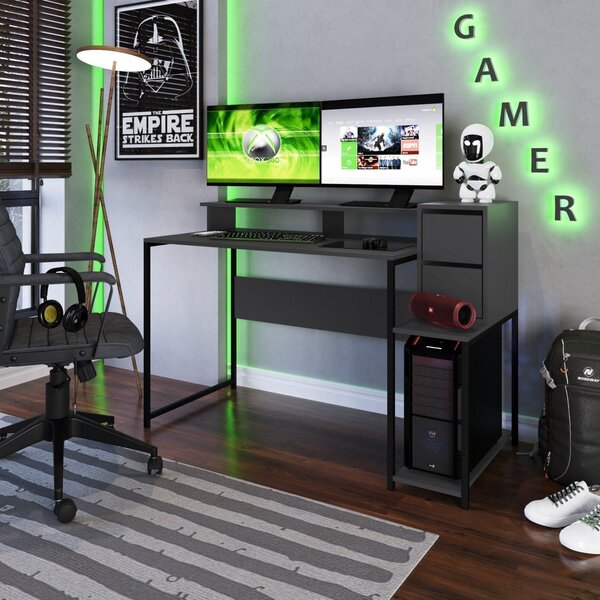 Mesa Gamer Escrivaninha Ryze 4501 135cm Placa E Ponto Preto E