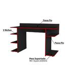 Mesa Gamer Escrivaninha Trinity Com 5 Nichos Preto Vermelho