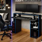 Mesa Gamer Gaia Permobili 136cm Preto Chumbo E Azul Preto Chu