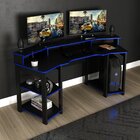 Mesa Gamer Me4167 186,6cm Preto E Azul Preto/azul