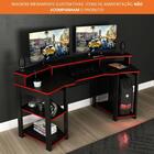 Mesa Gamer Para 2 Monitores 3 Prateleiras Preto/vermelho Me41