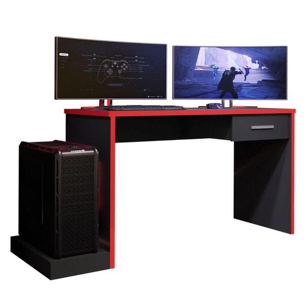 Mesa Gamer Para Computador Desk X9 Preto /vermelho - Larbelle