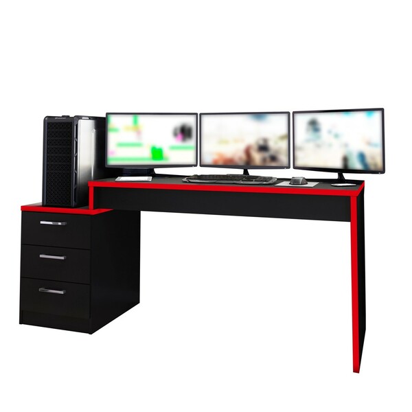 Mesa Gamer Playerxtreme Pro Preto Texturizado/vermelho G47 -