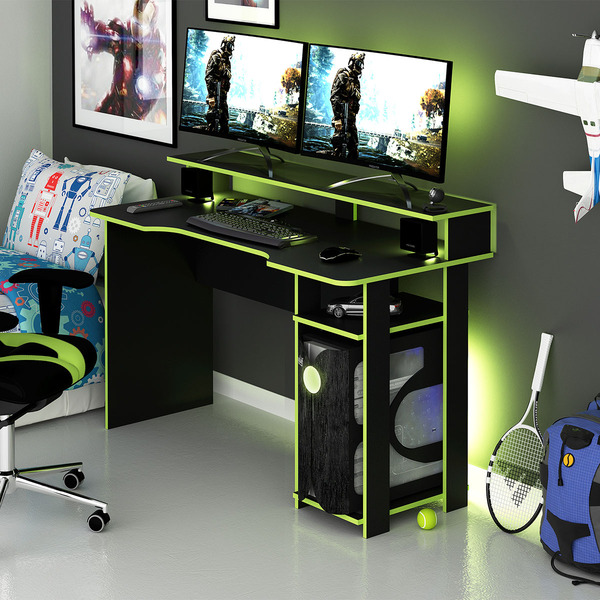 Mesa Gamer Tecno Mobili Design P/ 2 Monitores 136 Cm Em Mdp