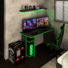 Mesa Gamer Vênus 2 Prateleiras Preto Fosco/verde - Panorama M