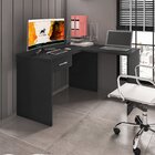 Mesa Gávea Para Escritório Em L Com 1 Gaveta 127cm Preto Blac